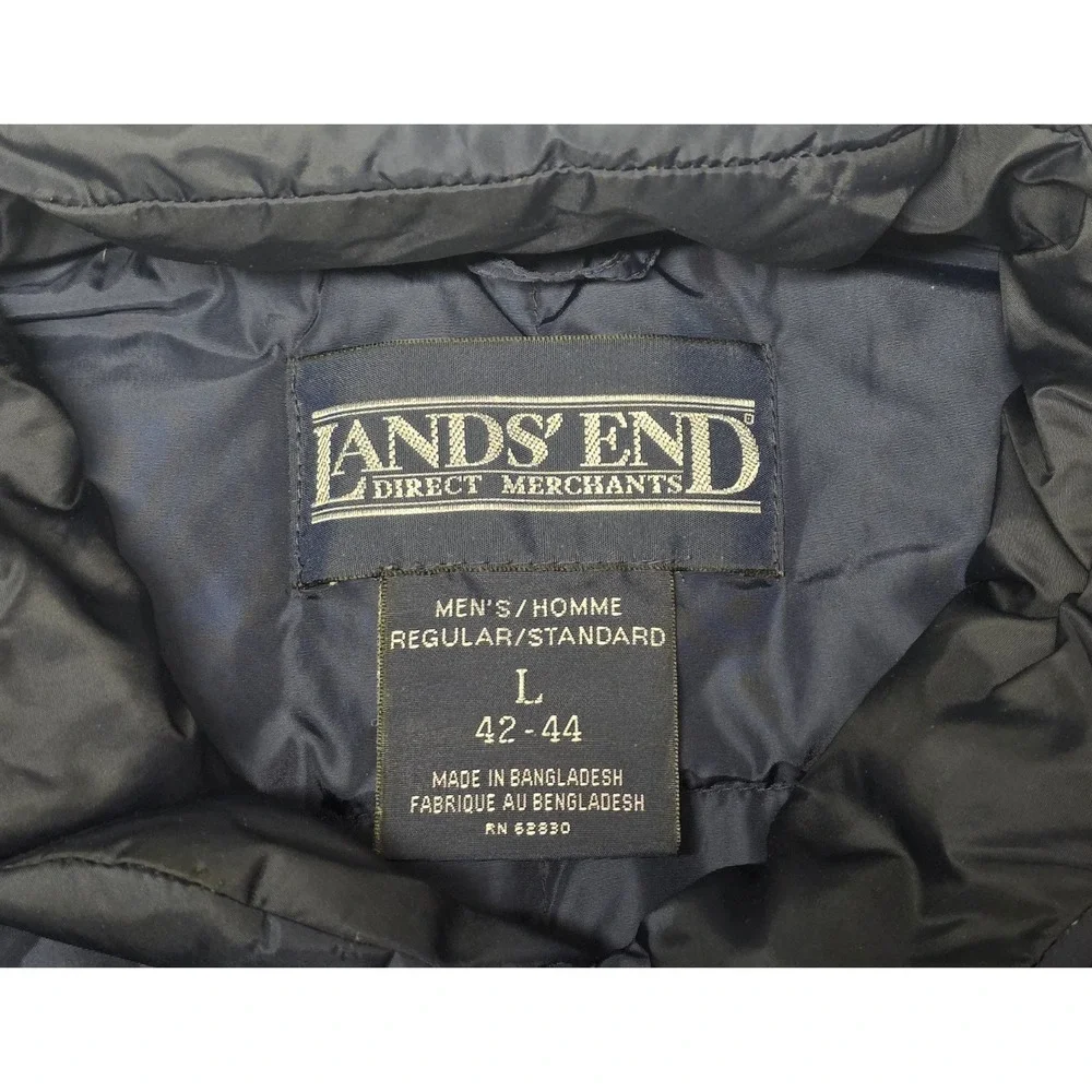 Lands‎ End Mens Size L 42-44 Blue Goosedown Full ZipPuffer Vest
